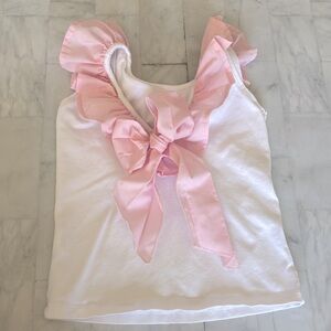 Phi Clothing Pink and White Ruffle Bow Shirt (4Y)